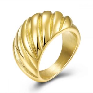 Anillo Croissant Acero Inoxidable Dorado