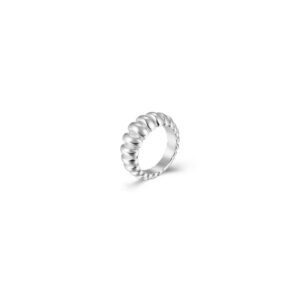 Anillo Olympia Estriado Acero Inoxidable Plateado