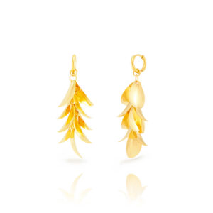 Pendientes Cascada Folia Acero Inoxidable Dorado