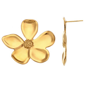 Pendientes Maxi Flor Zinnia Acero Inoxidable Dorado
