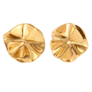 Pendientes Plissé Acero Inoxidable Dorado