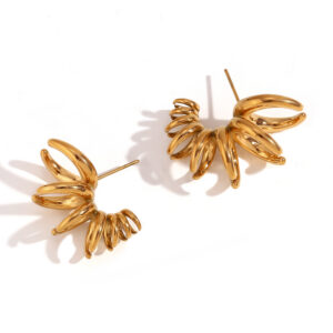 Pendientes Vórtice Acero Inoxidable Dorado